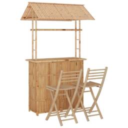 Berkfield Home 3 Piece Bar Set Bamboo in Brown