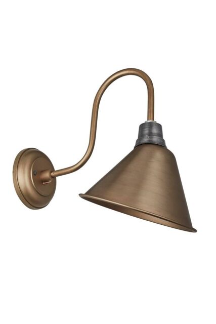 Industville Swan Neck Cone Wall Light, 8 Inch, Brass in Bronze - image 1