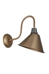 Industville Swan Neck Cone Wall Light, 8 Inch, Brass in Bronze