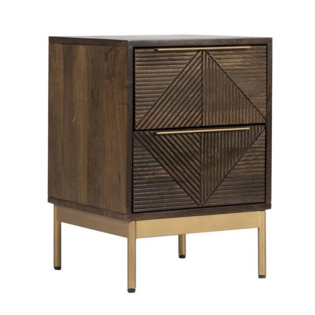 Jaipur Furniture Ltd Zaine Carving 2 Drawer Bedside Table - Mango Wood - L38 x W38 x H54 cm in Brown - image 1