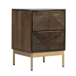 Jaipur Furniture Ltd Zaine Carving 2 Drawer Bedside Table - Mango Wood - L38 x W38 x H54 cm in Brown - thumbnail 1