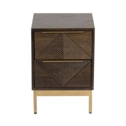 Jaipur Furniture Ltd Zaine Carving 2 Drawer Bedside Table - Mango Wood - L38 x W38 x H54 cm in Brown - thumbnail 4