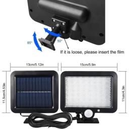 KORVIXA Pack of 2 Solar Barn Light Outdoor 56 LED 700LM Motion Sensor in Black - Size: 35 cm diameter x 21 cm high - thumbnail 2