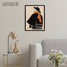 "Artery8 Aristide Bruant in his Cabaret Framed Canvas Wall Art Print Lautrec in Orange - Size: W12"" x H16""" - thumbnail 3