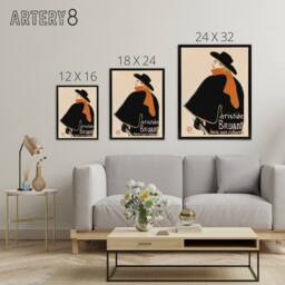 "Artery8 Aristide Bruant in his Cabaret Framed Canvas Wall Art Print Lautrec in Orange - Size: W12"" x H16""" - thumbnail 4