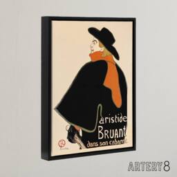 "Artery8 Aristide Bruant in his Cabaret Framed Canvas Wall Art Print Lautrec in Orange - Size: W12"" x H16""" - thumbnail 2