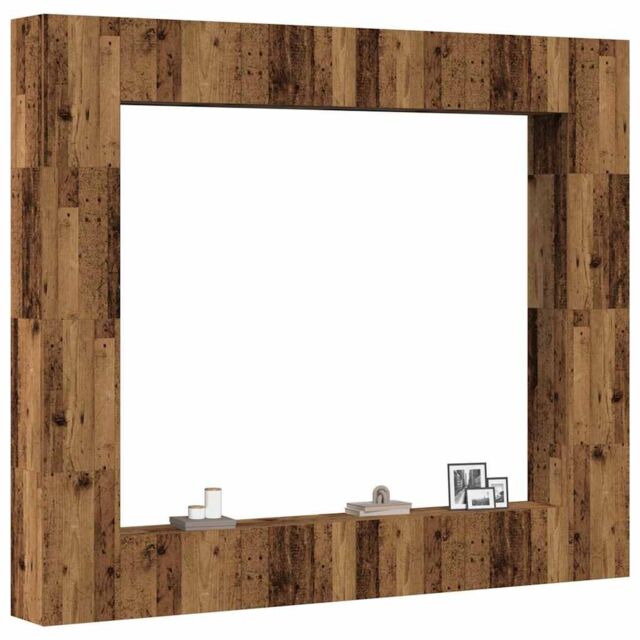 Berkfield Home Wall Mounted TV cabinets 8 pcs Old Wood Engineered Wood in Brown - image 1