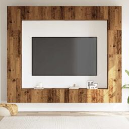 Berkfield Home Wall Mounted TV cabinets 8 pcs Old Wood Engineered Wood in Brown - thumbnail 3