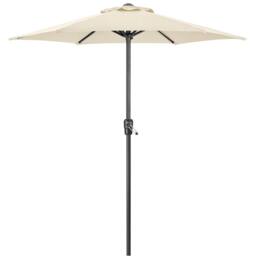 Christow Garden Parasol 2m Sun Shade Umbrella Steel With Crank Handle Cream Grey in Beige