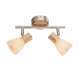 Netlighting Gylfi Twin Ceiling Spotlight Nickel Matt Opal Glass Shade 2x E14 in Grey