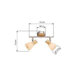 Netlighting Gylfi Twin Ceiling Spotlight Nickel Matt Opal Glass Shade 2x E14 in Grey - thumbnail 3