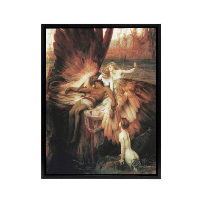 "Artery8 Herbert James Draper The Lament for Icarus Framed Canvas Wall Art Print - Size: W12"" x H16""" - image 1
