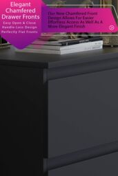 FWStyle Stora 3 Drawer Black Chest Of Drawers (H) 77 (W) 60 (D) 40cm - thumbnail 4