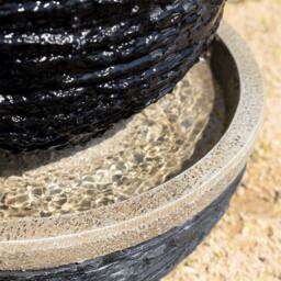 Primrose Marvao Slate Effect Sphere Water Feature With Lights 42cm in Black - thumbnail 5