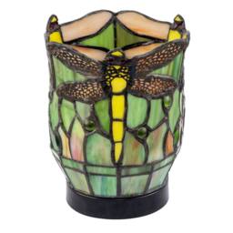 Happy Homewares Classic Dragonfly Tiffany Uplighter Lamp in Coloured Stained Glass in Green - thumbnail 4