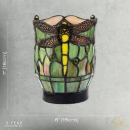 Happy Homewares Classic Dragonfly Tiffany Uplighter Lamp in Coloured Stained Glass in Green - thumbnail 7