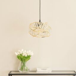 ValueLights Hudson Pair Acrylic Jewel Gold Intertwined Twist Easy Fit Lamp Shades in Grey - thumbnail 3