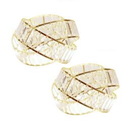 ValueLights Hudson Pair Acrylic Jewel Gold Intertwined Twist Easy Fit Lamp Shades in Grey - thumbnail 2
