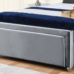 UK Bed Furniture Ariana Upholstered Bed Frame with 48-inch Headboard - Slatted Base in Charcoal - Size: Single - thumbnail 3