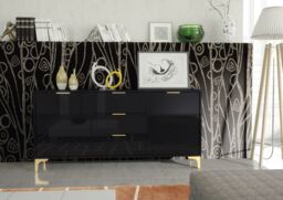 Mex Furniture LTD Sideboard 140cm Lux High Gloss in Black - thumbnail 6
