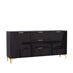 Mex Furniture LTD Sideboard 140cm Lux High Gloss in Black - thumbnail 8