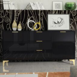 Mex Furniture LTD Sideboard 140cm Lux High Gloss in Black