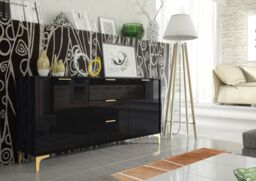 Mex Furniture LTD Sideboard 140cm Lux High Gloss in Black - thumbnail 4