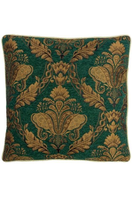 Paoletti Shiraz Traditional Jacquard Pipe Trimmed Cushion in Emerald - Size: 45 cm x 45 cm - image 1