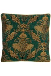 Paoletti Shiraz Traditional Jacquard Pipe Trimmed Cushion in Emerald - Size: 45 cm x 45 cm - thumbnail 1