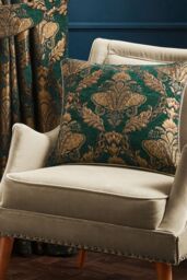 Paoletti Shiraz Traditional Jacquard Pipe Trimmed Cushion in Emerald - Size: 45 cm x 45 cm - thumbnail 4