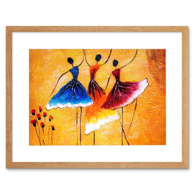"Artery8 Wall Art Print Ballet Dancers Painting Art Framed 9x7 inch in Beige - Size: W7"" x H9""" - image 1