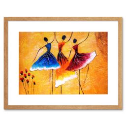 "Artery8 Wall Art Print Ballet Dancers Painting Art Framed 9x7 inch in Beige - Size: W7"" x H9""" - thumbnail 1