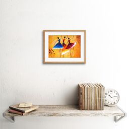 "Artery8 Wall Art Print Ballet Dancers Painting Art Framed 9x7 inch in Beige - Size: W7"" x H9""" - thumbnail 2