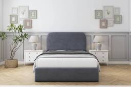 "Sloomy Belvoir Plush Frame-Mattress - 45"" Upholstered Headboard in Dark Grey - Size: Small Single" - thumbnail 1