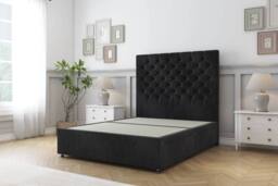 "Sloomy Mayfair Naples Divan Bed Base 2 Drawers Same Side - 54"" Headboard in Black - Size: Double" - thumbnail 1