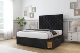 "Sloomy Mayfair Naples Divan Bed Base 2 Drawers Same Side - 54"" Headboard in Black - Size: Double" - thumbnail 4