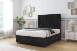 "Sloomy Mayfair Naples Divan Bed Base 2 Drawers Same Side - 54"" Headboard in Black - Size: Double" - thumbnail 3