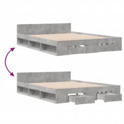 Berkfield Home Modern Bed Frame with Drawers without Mattress Concrete Grey 120x - Size: Small Double - thumbnail 7