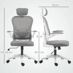 Havendro Ergonomic Mesh Office Chair with Headrest, Lumbar in Grey - thumbnail 2