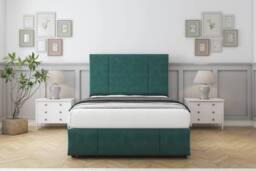 "Comfort Beds Arya Plush Divan Base 2 Drawers - 54"" Headboard-Footboard in Emerald - Size: Double" - thumbnail 3