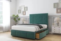 "Comfort Beds Arya Plush Divan Base 2 Drawers - 54"" Headboard-Footboard in Emerald - Size: Double"