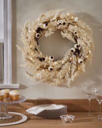 Dibor Giant Pampas Pre-Lit Festive Decor Front Door Christmas Wreath 55cm in White