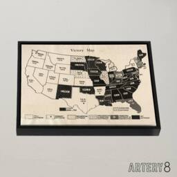"Artery8 1919 Women's Suffrage Map US Voting Rights Framed Canvas Wall Art Print in Beige - Size: W12"" x H16""" - thumbnail 2