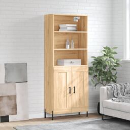 Berkfield Home Highboard Sonoma Oak 69.5x34x180 cm Engineered Wood in Brown - thumbnail 1