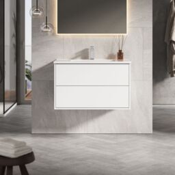 Banyetti Venti 800mm Wall Hung Vanity Unit with Lira Basin - Matt White