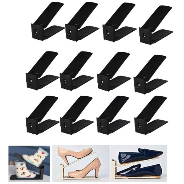 Hygrad Built to Survive 12 Adjustable Shoe Slots Organiser Shoe Stacking Shoe Racks in Black