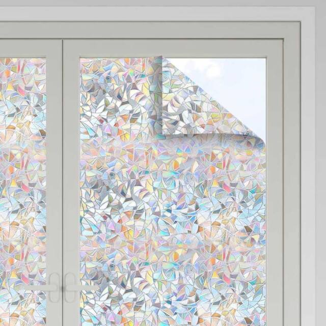 Berkfield Home Decorative Window Films 3 pcs Frosted 3D Rainbow Pattern PVC in Clear - image 1