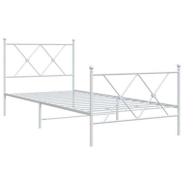 Berkfield Home Metal Bed Frame without Mattress with Footboard White 90x200cm - Size: 90x200 cm - image 1