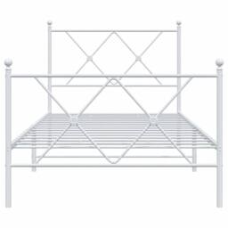 Berkfield Home Metal Bed Frame without Mattress with Footboard White 90x200cm - Size: 90x200 cm - thumbnail 4