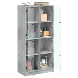 Berkfield Home Highboard with Doors Concrete Grey 68x37x142 cm Engineered Wood - Size: 68 x 37 x 142 cm - thumbnail 4